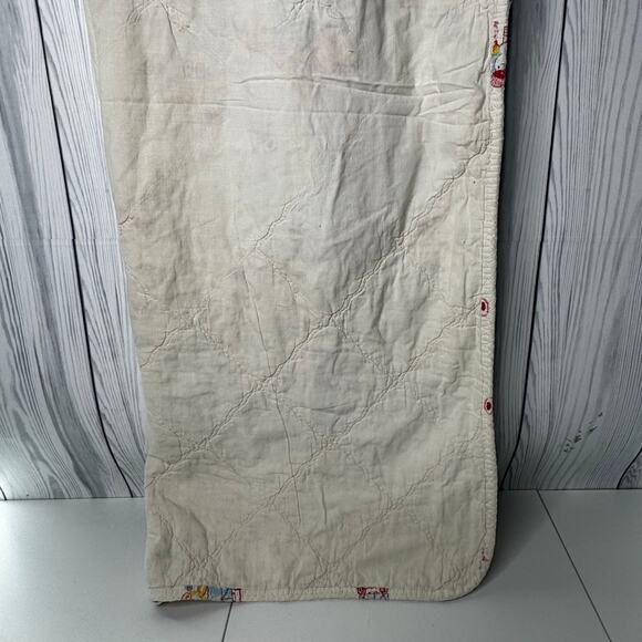 VTG Elephant Giraffe Circus Zoo Carldyke Quilted Baby Blanket Pink Blue - Picture 8 of 12